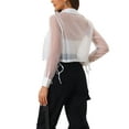 thumbnail image 3 of INSPIRE CHIC Chemise à Manches Longues Transparente en Maille à Col Pointu à Boutons devant pour Femme G Blanc, 3 of 6