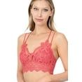 thumbnail image 1 of TheLovely Women & Plus Crochet Sexy Lace Bralette Smocking Back Bra with Removable Bra Pads, 1 of 3