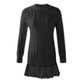 thumbnail image 4 of Cable Knit Sweater Dress Women's Crewneck Long Sleeve Pleated Patchwork Tunic Top with Skirt Hem Casual Fall Fashion Daily Wear Outfit, 4 of 4