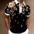 thumbnail image 2 of Hfolob Men's Polo Shirt Male Summer Floral Print Shirt Turn Down Collar Short Sleeve Tops Shirt Classic, 2 of 5