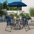 thumbnail image 2 of Bowery Hill 6PC Plastic Patio Umbrella Table & Chairs Set in Navy, 2 of 8