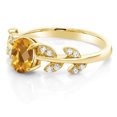 thumbnail image 5 of Gem Stone King 18K Yellow Gold Plated Silver 0.93 Ct Oval Checkerboard Yellow Citrine Greek Olive Vine Branch Engagement Ring, 5 of 7