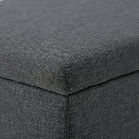 Simpli Home - Avalon Rectangular Polyester Ottoman With Inner Storage - Slate Gray