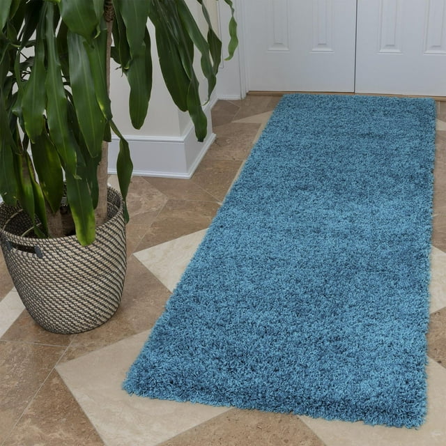 Ottomanson Non-Slip Rubberback Soft Shag Runner Rug for Hallway and Bathroom, Area Rug for Living Room, Bedroom, Dining Room