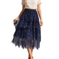 thumbnail image 4 of Arlun Lace Plaid Skirts for Women Irregular Mesh Cake Skirt with Layered Lightweight Flowy Knee Length A Line Skirts Ladies Fashion Streetwear Blue One Size, 4 of 6
