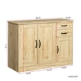thumbnail image 7 of Oak Buffet Sideboard, Wood Storage Cabinet with 2 Doors, 1 Storage and 2 Drawers, Entryway Serving Storage Cabinet, 43.3 Inch Dining Room Console for Living Room Kitchen, 7 of 7