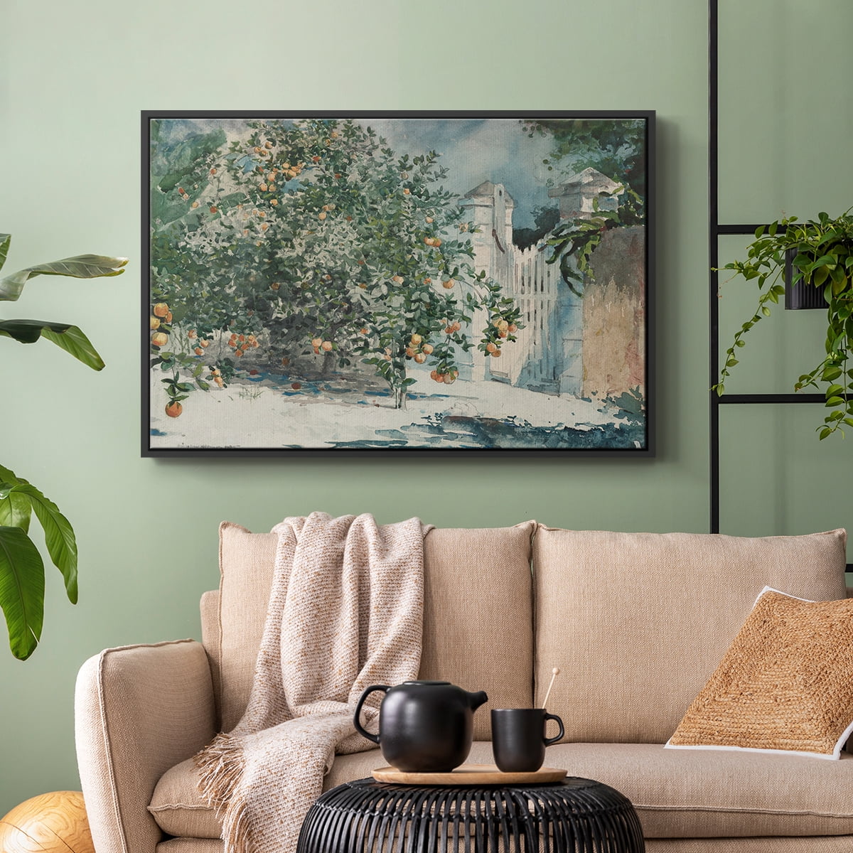 Vintage Botanical Print-L By Wexford Home Framed in Black Wood Gallery Wrapped Canvas 25 in. x 37 in.