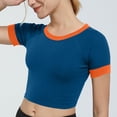 thumbnail image 4 of SAWOBUUN Women Contrast Cute Crop Tops Raglan Sleeves Round Neck Slim Fit Summer T Shirts, 4 of 5