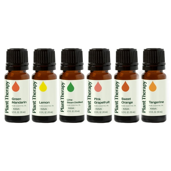 Plant Therapy Essential Oils Fruits Set - Grapefruit, Tangerine, Lemon, Mandarin, Lime, Orange Sweet 100% Pure, Undiluted, Natural Aromatherapy, Therapeutic Grade 10 mL (1/3 oz)