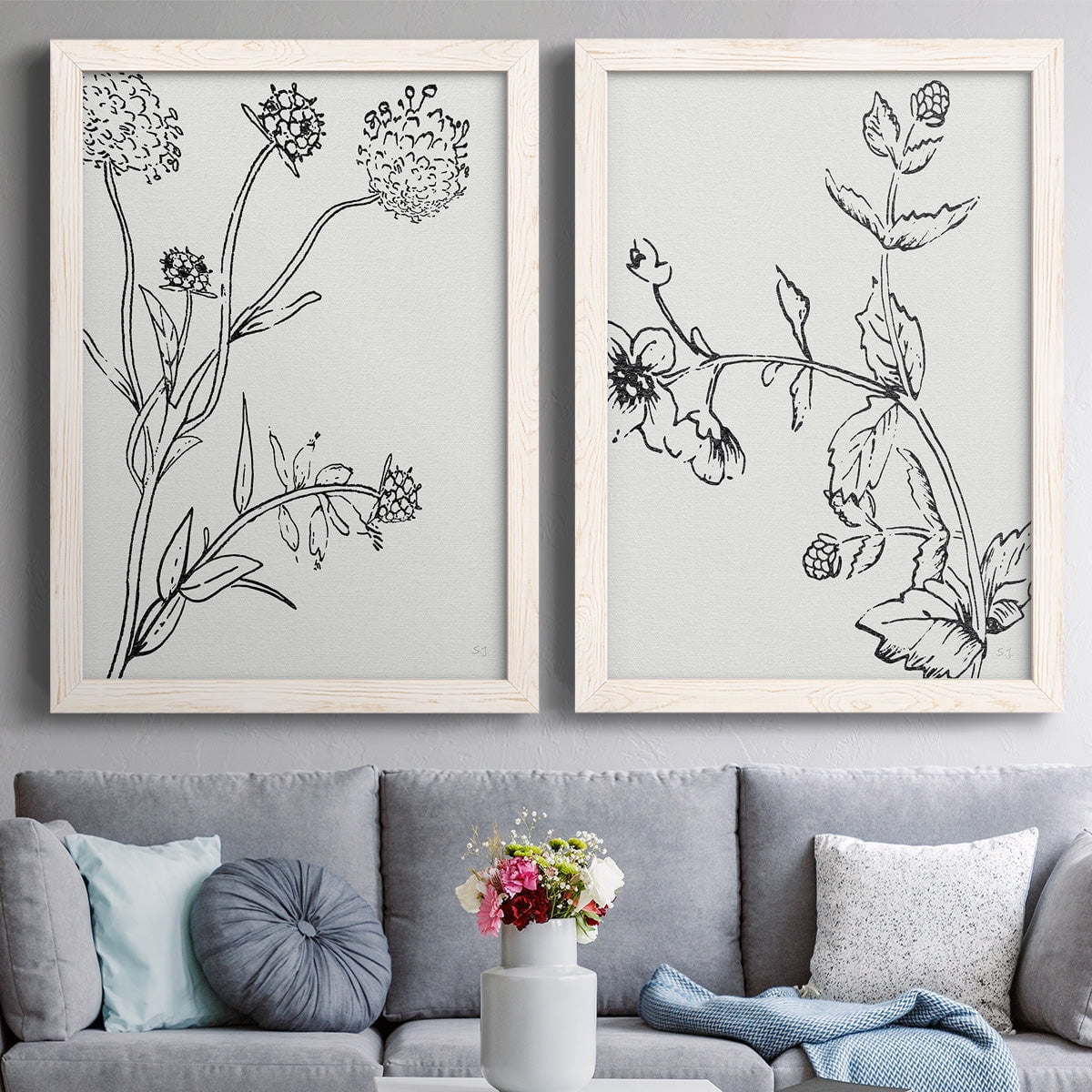 Botanical Study I - Premium Framed Canvas 2 Piece Set - Ready to Hang