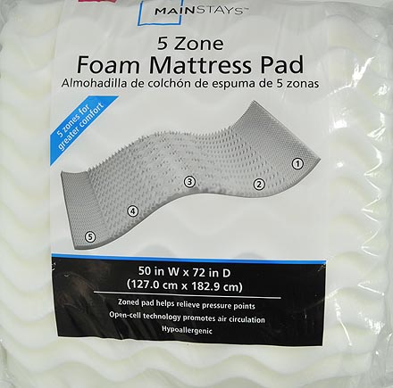 mainstays 5 zone foam mattress pad