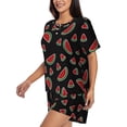 thumbnail image 2 of Bixox Women's Watermelon Printed Pajama Set 2 Piece Lounge Set Top and Shorts Soft Pajamas, Shorts with Pockets, 2 of 7