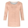 thumbnail image 4 of HongQid 3/4 Length Sleeve Womens Tops Casual Loose Fit Crewneck T Shirts Cute Solid Three Quarter Length Tunic Tops, 4 of 5
