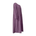 thumbnail image 6 of HaiMao Womens Cotton Linen Midi Dress Casual Loose Petite Solid A-line Dress Flowy Summer Beach Vacation Dress Purple M(M), 6 of 8