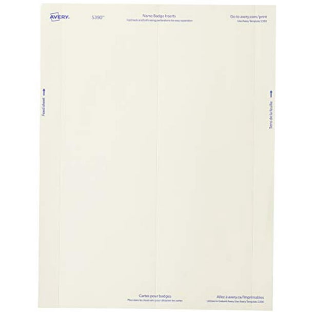 Avery Name Badge Inserts, Print or Write, 2-1/4 Inch x 3-1/2 Inch, 400 Card Stock Refills (5390), White