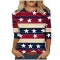 thumbnail image 2 of VKOYWKM Women's 4th of July Shirts American Flag Stars and Stripes Graphic T Shirts 3/4 Sleeve Casual Crew Neck Patriotic Memorial Day Tee, 2 of 4