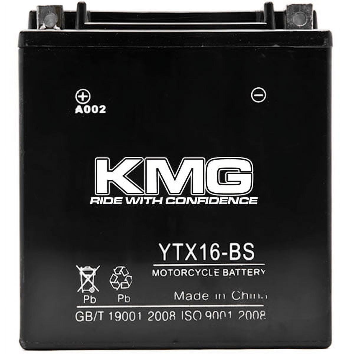 KMG YTX16-BS Battery Compatible with Kawasaki VN1500-D, E, N