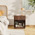 thumbnail image 6 of Fluted Nightstands Set Of 2, Modern Mid - Century Wood Bedside Table With Drawer & Open Storage Shelf, End Table For Bedroom, Living Room, Office, Sofa Side Couch Walnut, 6 of 10