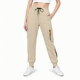 thumbnail image 2 of adviicd Cargo Joggers for Women High Waisted Scrub Joggers Draswstring Elastic Waist Stretchy Pants with Zip Pockets (Beige, S), 2 of 9