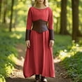 thumbnail image 4 of ZQUUVOU Women's Medieval Dress Solid Long Sleeve Round Neck Maxi Length Vintage Elegant Party Gown Theme Outfits Red, 4 of 9