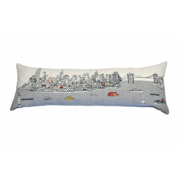 45" White NYC Daylight Skyline Lumbar Decorative Pillow