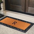 thumbnail image 2 of A1 Home Collections Rubber and Coir Paisley Border Heavy Duty Non-Slip Durable Double Door Monogrammed R Doormat 30"X60", Black, 2 of 5
