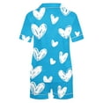 thumbnail image 4 of cfhntfmh Women's Pajamas Set Heart Print Button down Short Sleeve Shirt with Shorts Sleepwear Pjs Set Loungewear, 4 of 5