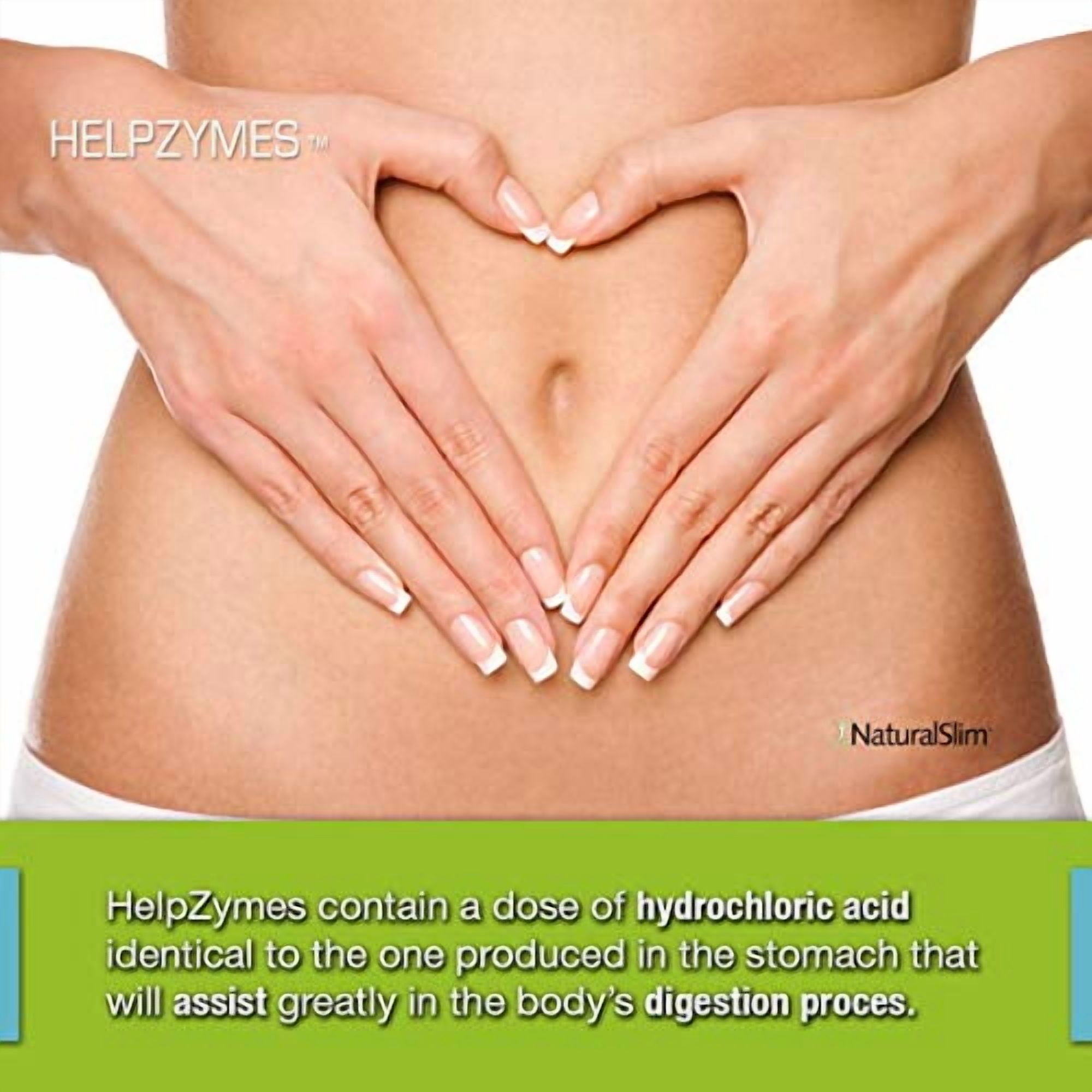 NaturalSlim Helpzymes® w/ HLC Acid & Pancreatin - Digestive Enzymes 100 Capsules