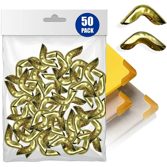 50 Pack Brass Hollow Corner Protector- Brass Gold, Protect Corners and Decorate Your Book, for Scrapbook, Notebook, Photobook and More
