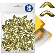 50 Pack Brass Hollow Corner Protector- Brass Gold, Protect Corners and Decorate Your Book, for Scrapbook, Notebook, Photobook and More