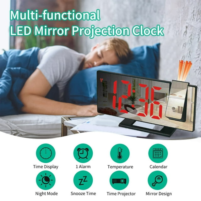 Projection Alarm Clock New Large Screen Display Silent Sleep Electronic Clock Multifunctional Intelligent Math Clock for Classroom Dealer Button Metal Coffee Clock Clock Timer Football Kick Stand Kids