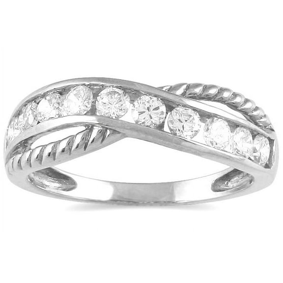 SZUL Women's 1/2 Carat TW 10 Stone Diamond Ring in 10K White Gold (J-K-L Color, I2-I3 Clarity)
