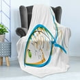 thumbnail image 4 of Fish Soft Flannel Fleece Throw Blanket, Maritime Image Contour Drawing Aquarium Animal Vibrant Colors Cartoon Style, Cozy Plush for Indoor and Outdoor Use, 50" x 60", Blue Orange Green, by Ambesonne, 4 of 5