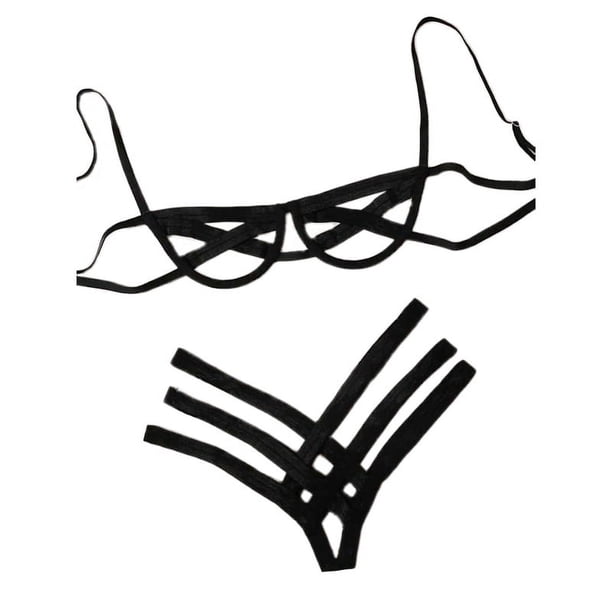 Europa y los Estados Unidos estilo correa sexy ropa interior costura sexy bikini de acero dividido hueco tres puntos