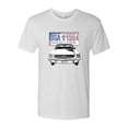 thumbnail image 2 of Wild Bobby, Ford Mustang Country USA 1964 Vintage American License Plate, Cars and Trucks, Men Premium Tri Blend Tee, Heather White, X-Large, 2 of 4