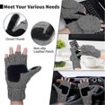 thumbnail image 3 of Winter Wool Blended Knit Fingerless Gloves Half Finger Mittens With Fleece Lining For Mens, 3 of 4