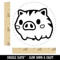 thumbnail image 2 of Fun Chibi Wild Boar Pig Swine Self-Inking Rubber Stamp Ink Stamper - Lime Green Ink - Small 3/4 Inch, 2 of 7