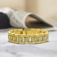 thumbnail image 2 of JeenMata Curb Chain Link Iced Bracelet in Yellow - Watch Strap Desgin Bracelet -Jewelry Gift for Men, 2 of 5