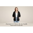 thumbnail image 6 of XUNKUSGA Hoodies for Women Zip Up Lightweight Solid Color 3/4 Sleeve Jackets for Women Fashion Basic Casual Sweatshirt for Women with Slant Pockets S-2XL,Navy, 6 of 10