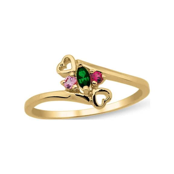 Personalized Daughter's Heart Design Birthstone Ring in 10K and 14k Gold