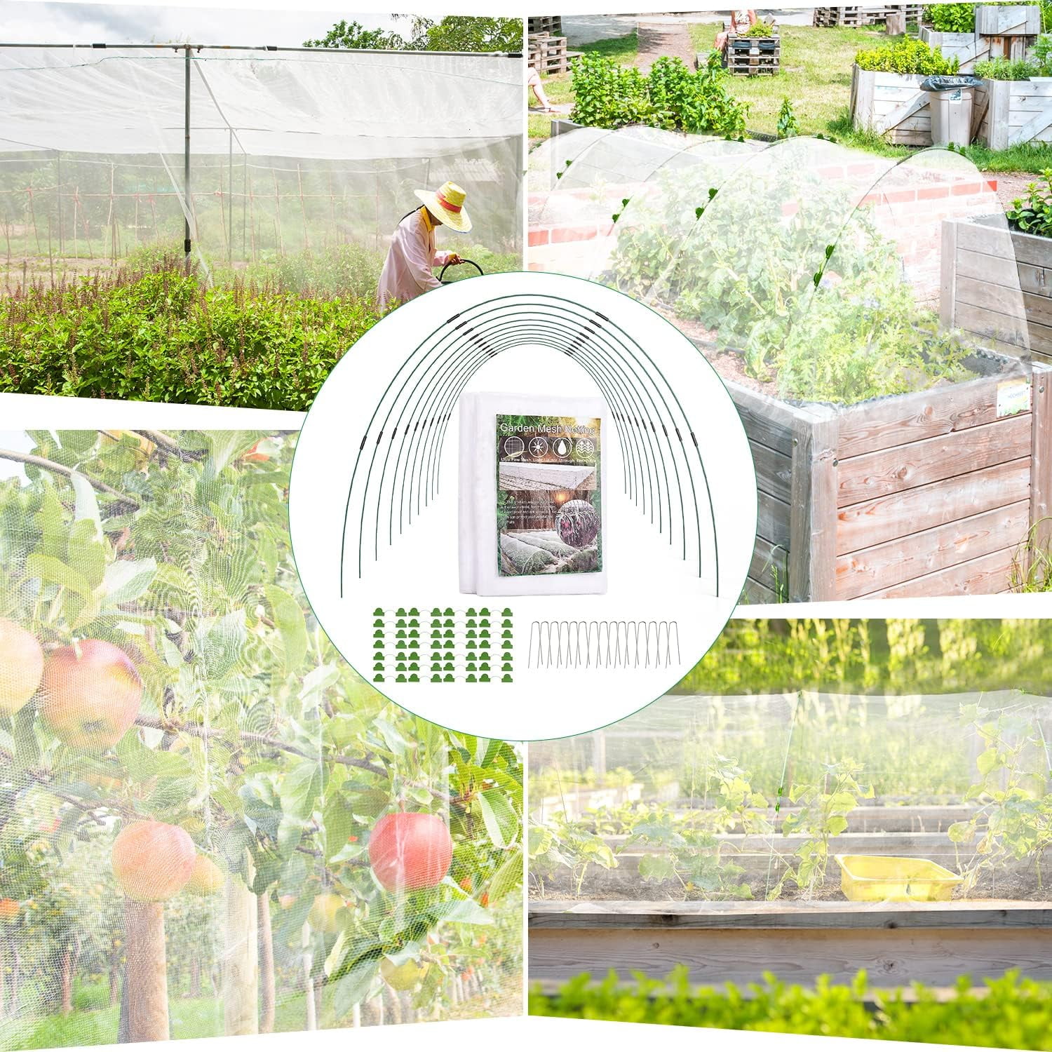 Garden Mesh Netting Kit, Mesh Netting Protection for Vegetables/Fruits/Flowers/Plants, Garden Netting Pest Barrier for Greenhouse/Garden/Raised Bed,  10ft x 33ft