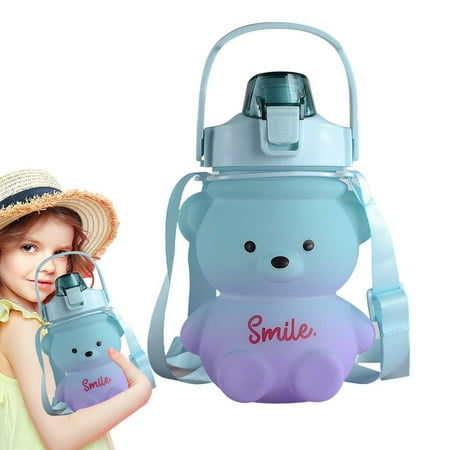 

Fovolat Bottle With Bear Shape 1100ml Cute Cartoon Straw Bottle with One-Click Button Summer Water Bottle Trend Creative Large Capacity Leakproof Dustproof Splash-Proof custody
