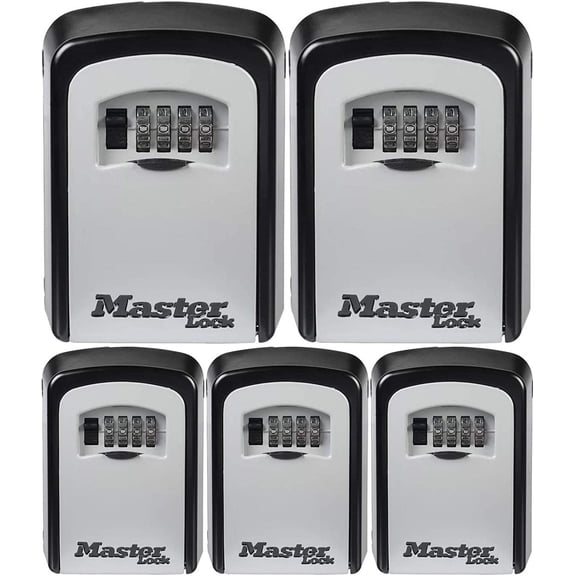 Master Lock 5401D Set Your Own Combination Wall Mount Lock Box, 5 Key Capacity, Black, 5 Pack