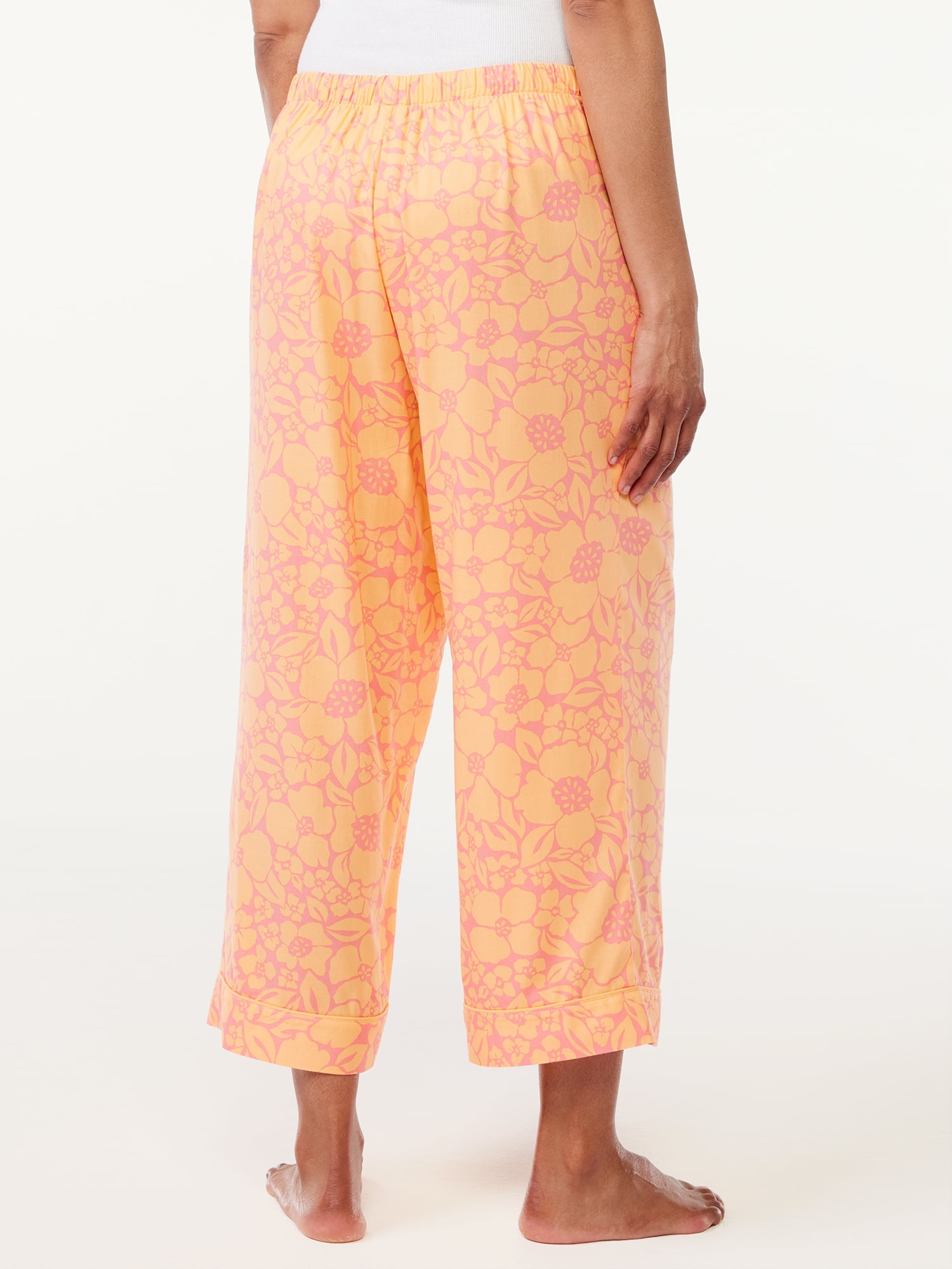 Joyspun Women's Woven Cropped Pajama Pants, Sizes S to 3X