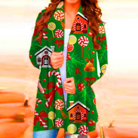 

jsaierl Christmas Cardigan for Women Open Front Long Sleeve Shirts Candy Graphic Tops Lightweight Dressy Casual Blouse Womens Fall Fashion 2022