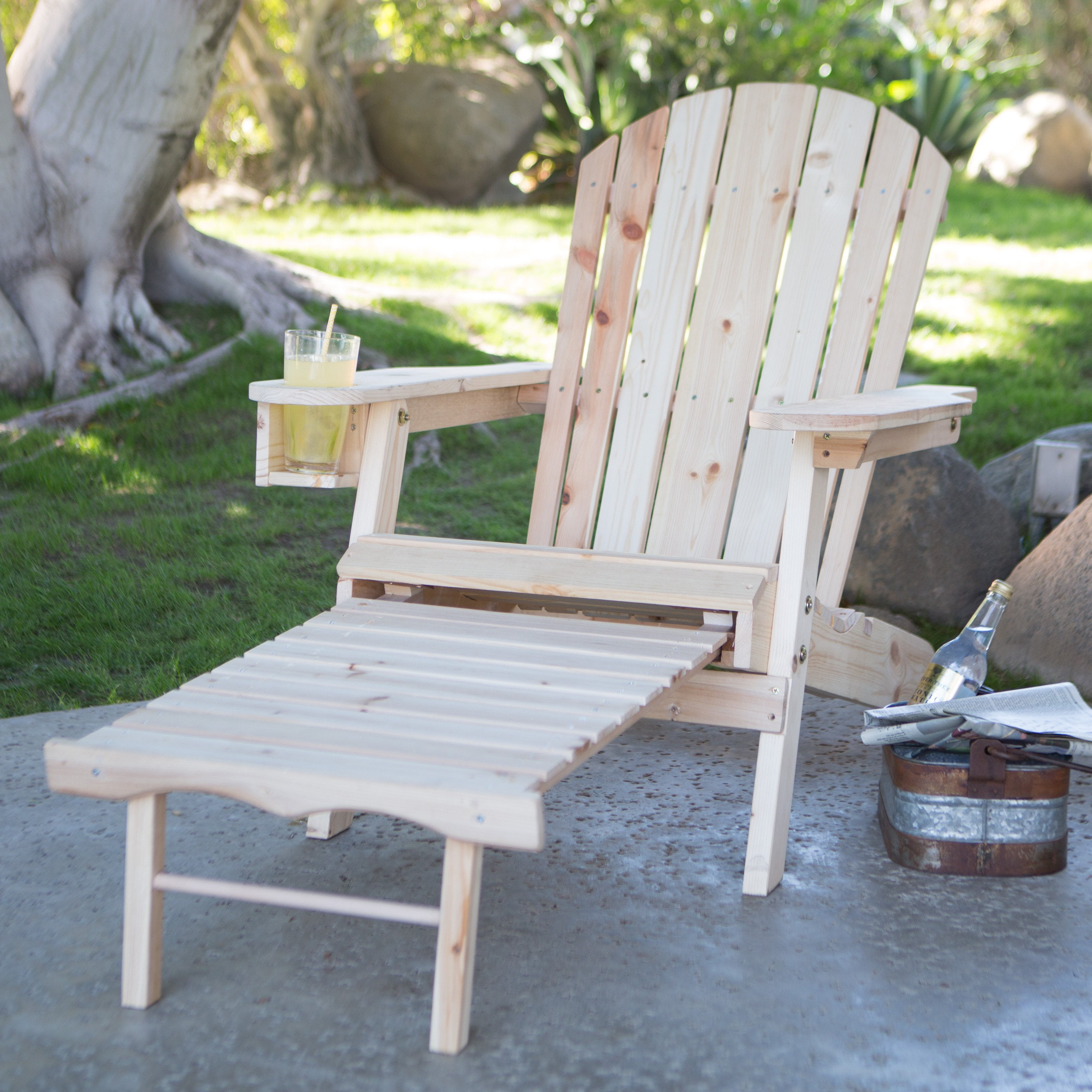 C Coast Daddy Adirondack Chair With Pull Out Ottoman And Cup C Coast Daddy Adirondack Chair With Pull Out Ottoman And Cup Holder Unfinished