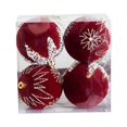 thumbnail image 1 of 4 Pcs Boules de Sapin de Noël Ornements Perles Floquées Ensemble de Boules de Noël Boules Rouges Incassables Décoration d'Arbre Suspendu, 1 of 6