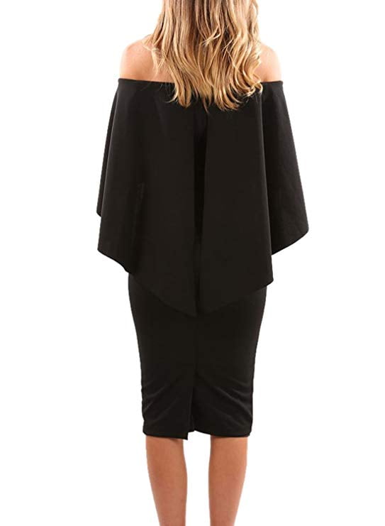 Vista - Women Luxurious Off Shoulder Batwing Cape Midi Dress (5 Colors) -  Walmart.com - Walmart.com