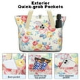 thumbnail image 2 of Tote Bag for Women - Pioneer Flower Shoulder Bag - Large Utility Work Duffle Bag with Zipper Handbag for Travel, Work, Sprots, 2 of 5