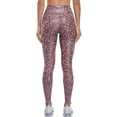 thumbnail image 3 of Women's Faux Leather Leggings Leopard Print Liquid Shine Exercise Yoga Pants, 3 of 6